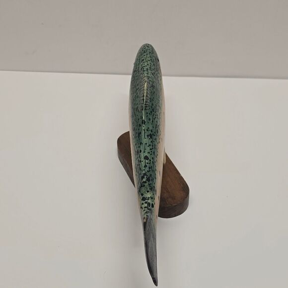 Trout Decoy Vintage Handcarved Hand painted Figurine On Stand - Picture 7 of 9